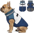 azuza Dog Jacket for Small Dogs Waterproof Dog Coat with Reflective Strips and Harness Built in Warm Fleece Dogs Winter Coat Windproof with Back Zipper, Navy M
