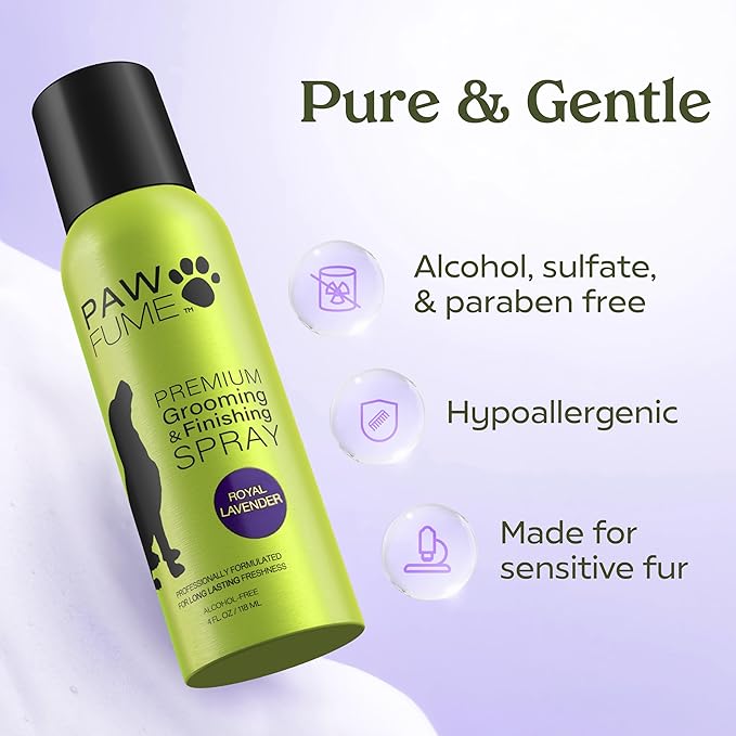PAWFUME Dog Detangler Grooming Spray, Royal Lavender, 2-Pack – Keeps Pups Fresh All Day – Hypoallergenic, Alcohol-Free, Detangling & Moisturizing – Salon-Quality Dog Necessities for Coat & Fur Care
