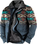 LOAIHA Men's Western Aztec Vintage Print Sherpa Fleece Lined Jackets Casual Zipper Winter Warm Jacket Coats