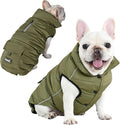Dog Winter Jacket Waterproof, Reflective Fleece Lined Dog Coats for Small Medium Large Dogs, Warm Snow Coat for Dogs, Insulated Cold Weather Dogs Puffer Jackets with Leash Hole, Olive, XL