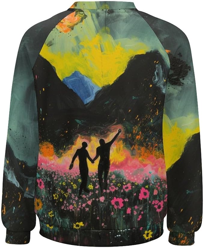 Long Sleeve Shirts for Women Cat Oil Painting Shirt 3D Graphic Sweatshirts Fall Pullover Crewneck Vintage Boho Tops