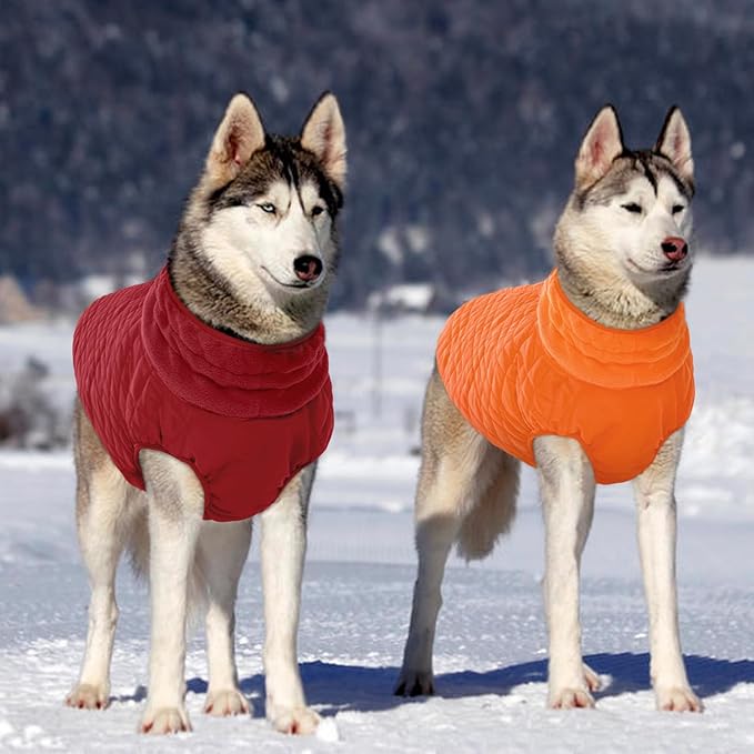 Kuoser XL Insulated Dog Vest | Big Breed Jacket for Huskies & Shepherds | Reinforced Seams Withstand Snow Play, Breathable, Red XL