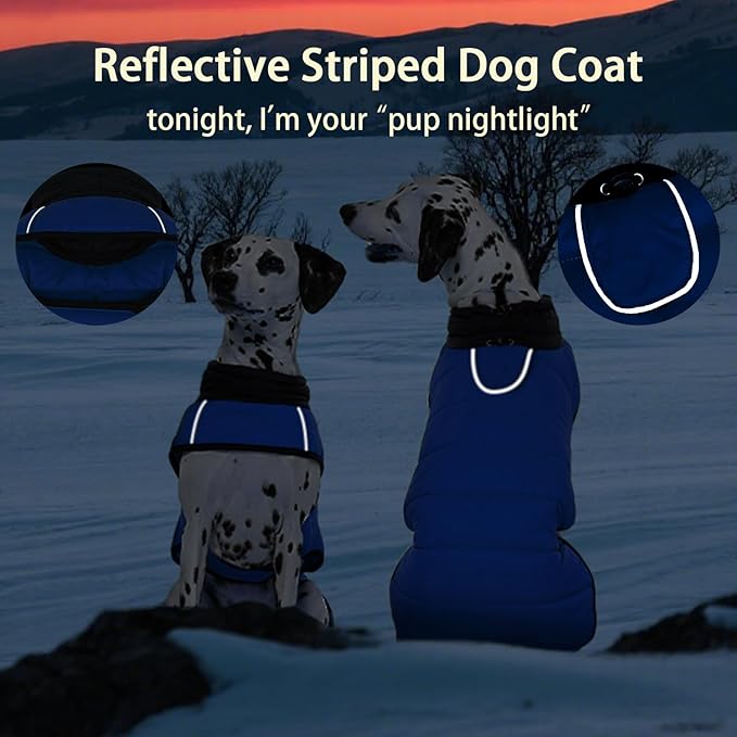 MIGOHI Lightweight Dog Coat, Windproof Dog Jacket, Puffer Jacket for Medium Dogs, Padded Vest with Reflective Strips, Warm Snow Vest in Cold Weather, Easy On Hook & Loop Belly, Blue, M