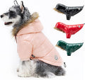 PINA Dog Winter Coat with Faux Fur Hood, Windproof and Warm, Suitable for Small to Large Dogs, Pink, M