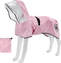MAMORE Dog Raincoat Waterproof, Lightweight Adjustable Dog Rain Coat Hooded Poncho with Reflective Strip for Large Medium Small Dogs (Pink, Small)