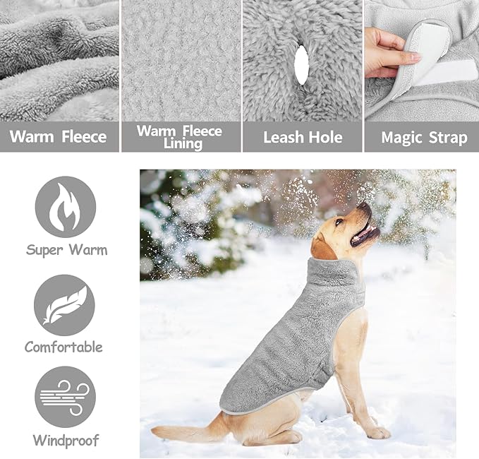 Malier Dog Winter Coat, Reversible Fleece Dog Cold Weather Coats, Windproof Warm Snow Puppy Jacket Vest Pet Clothes for Small Medium Large Dogs (Gray, XXX-Large)