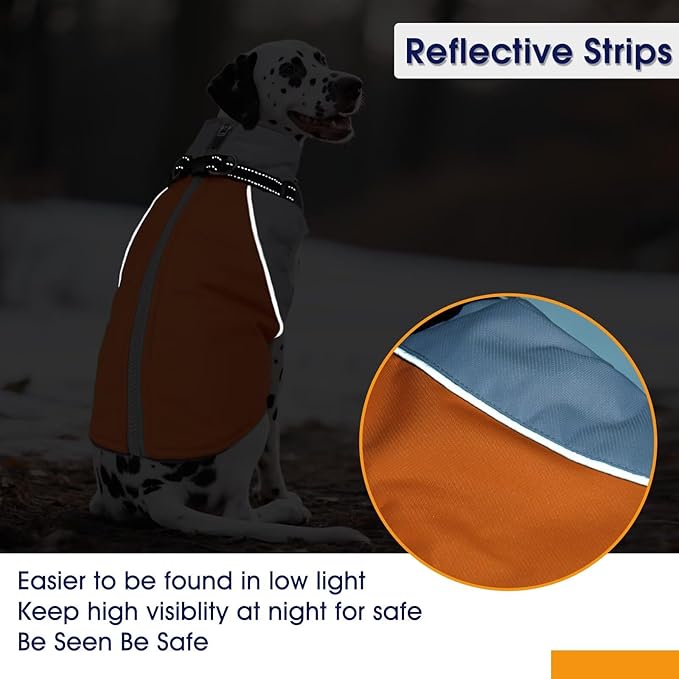 Dog Coat Waterproof,Warm Dog Winter Jacket with Harness Built in Windproof Snow Jakcet with Fleece Lining Reflective Thermal Cold Weather Coats for Large Dogs,Windproof Pet Snowsuit,Orange,L