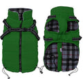 Geyecete Winter Warm Coat Waterproof Dog Jacket with Harness Traction Belt, Pet Outdoor Jacket - Green, XL