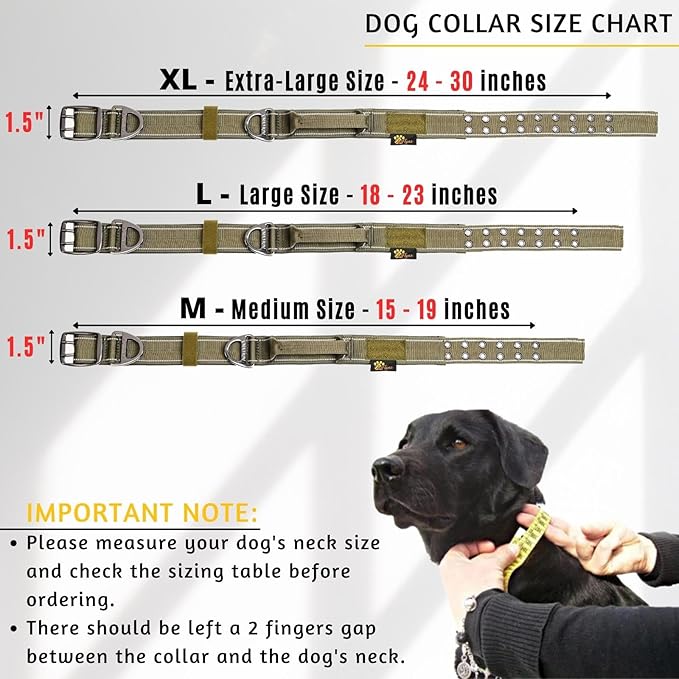 ADITYNA Heavy Duty Dog Collar for Medium Dogs - Reflective Green Collar with Handle for Training, and Walking - Wide, Thick, Tactical, Soft Neoprene Padded