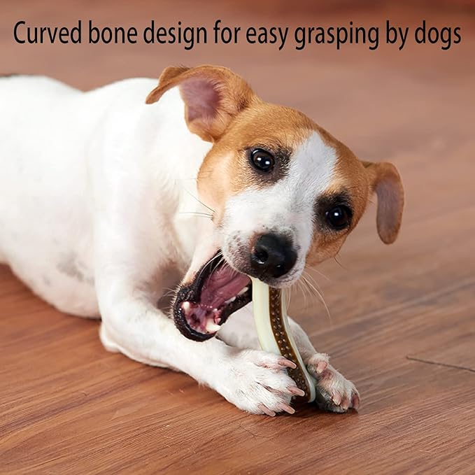 Dog Chew Toys for Aggressive Chewers, 6 Pack L Real Beef Flavor Bones,Indestructible Dog Toys for Large/Medium Breed,Pet NylonToys