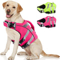 Kuoser Small Dog Life Jacket High Flotation, Reflective Puppy Water Vest for Swimming Boating, Adjustable Doggie Life Preserver Rescue Handle for Summer, Pink S