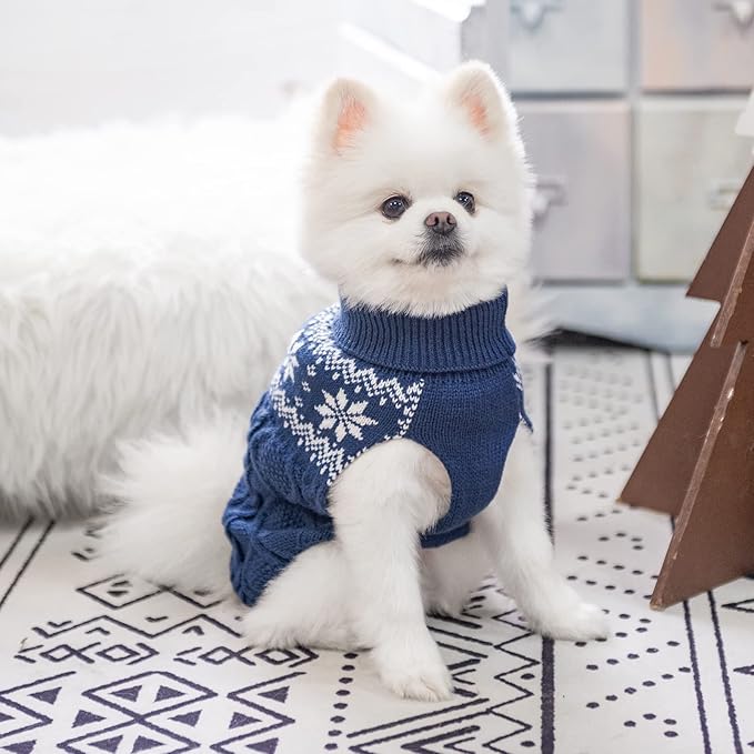 Warm Winter Dog Sweater - Cold Weather Pet Clothes for Small Medium Large Dogs Indoor Outdoor, Soft Classic Knit Puppy Apparel