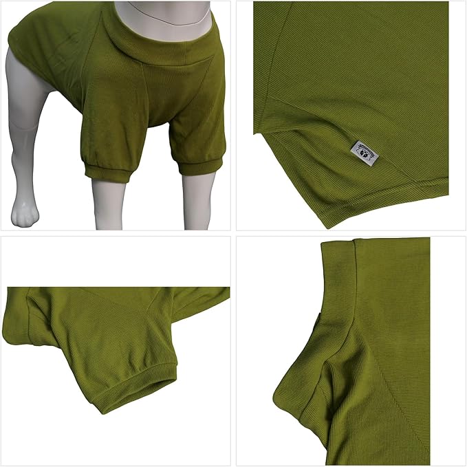 Lovelonglong Ribbed Dog T-Shirt Cotton Knitted Dog Sweaters for All Season Pet T-Shirts for Large Medium Small Dogs Olive Green 2XL