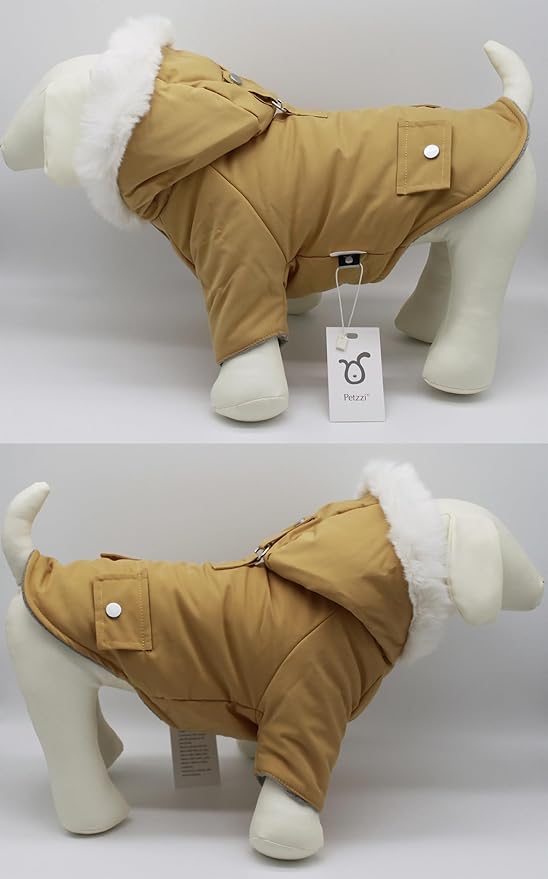 Pet Warm Dog Coat for Winter Cold Weather Dog Clothes Hooded Dog Jacket Small Puppies Medium Large Dog Cat Clothes Insulated Padded Snow Parka (XX-Large, Yellow)