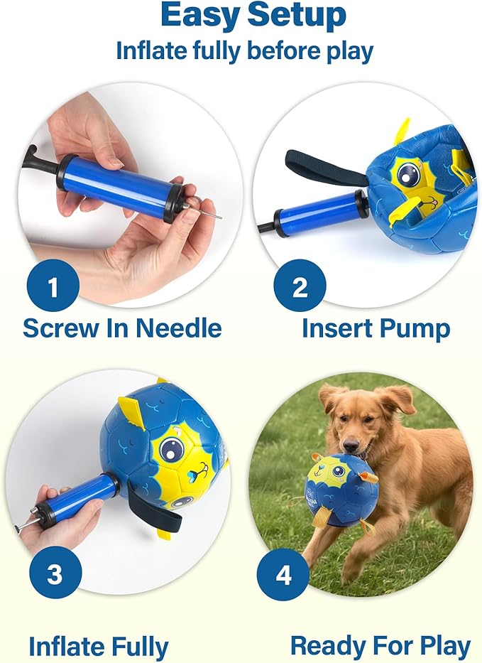 Race&Herd 6" Jolly Soccer Ball for Dogs - Tough Durable Dog Ball Toy with Straps, Pet Bouncy Herding Balls for Dogs, Floating Dog Balls with Tags for Water Fetch (BaaBaaBall, Baby Sheep)