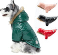 PINA Dog Winter Coat with Large Faux Fur Hood, Windproof and Warm, Suitable for Small to Large Dogs, Green, XXL