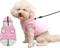 Fleece Lining Dog Hoodie with Harness Built in,Extra Warm Small Dog Jacket in Winter Puppy Coats with Hooded,Light Pink M