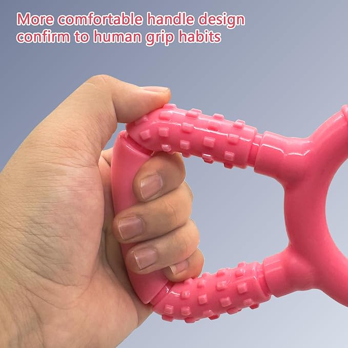 Tug of War Dog Toy, Interactive Dog Pull Toys, Adult and Puppy Teething Toy, Tough Chew Toy for Small Medium Large Dogs, Rubber, Lightweight, Comfortable Grip (Pink)