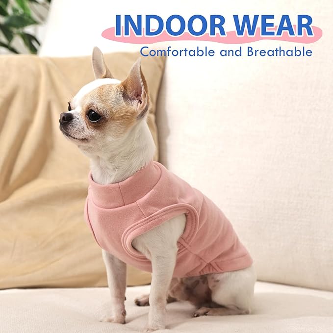 Stretch Fleece Dog Sweater - Pink, L - Pullover Sleeveless Vest | Warm Stretchable Sweatshirt, Lightweight Breathablefor for Outdoor Movement,Dachshund,French Bulldog