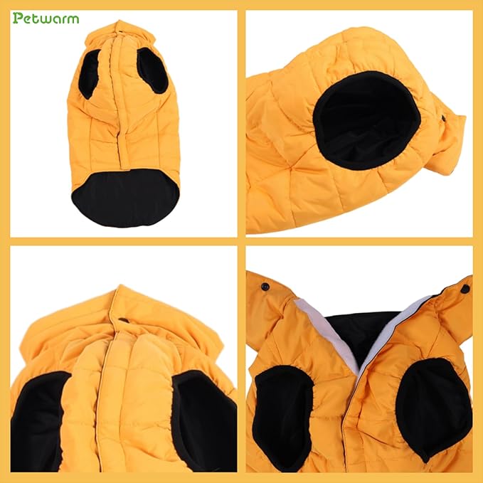 PetWarm Reversible Dog Cold Weather Coats, Waterproof Dog Puffer Vest, Vest for Dogs with Hook-and-Loop Strap, Windproof Outdoor Coat for Winter Walks and Snowy Days, Orange, XS