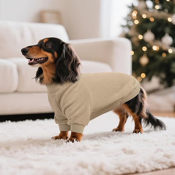 BRKURLEG Dog Sweater, Turtleneck Thick Dogs Sweatshirts Fleece Sweater, Dog Winter Coat for Small Medium Large Dogs, Pet Warm Sweaters with Zipper, Pullover Jacket with Sleeve (Light Coffee, XS)
