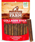 Natural Farm Bully Sticks Stuffed Collagen Sticks for Dogs (4-5 Inch, 10-Pack), Rawhide-Free, Natural Dog Chews, Long Lasting, Small, Medium and Large Dogs, Great Rawhide Alternative