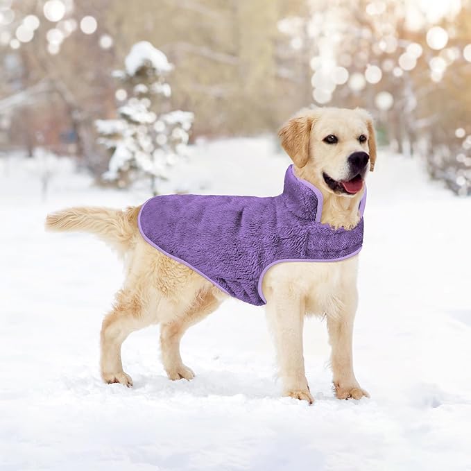 Malier Dog Winter Coat, Reversible Fleece Dog Cold Weather Coats, Windproof Warm Snow Puppy Jacket Vest Pet Clothes for Small Medium Large Dogs (Purple, XXX-Large)