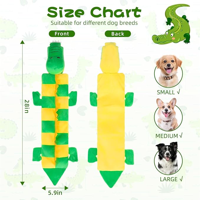 Mihachi Dog Squeaky Toys 16 Squeakers for Aggressive Chewers, Tough Interactive Tug of War Dog Toy-Squeaky Chew Toy for Small,Medium,Large Breed No Stuffing Crocodile Toy, Fun Long Toys 22.8 Inches