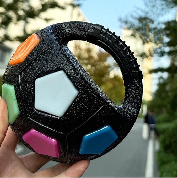 Dog Ball with Handle, 2026 New Interactive Football Shape Dog Toy, TPR Chewable Material, Squeaky, Water Play, Training & Outdoor Games (Black-A)