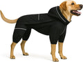 LOVELONGLONG Fleece-Lined Dog Raincoat with Removable Hood – Waterproof Winter Full Body Dog Jacket – Windproof Snowproof Cold-Weather Suit – Black-F XXS