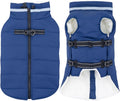 Large Dog Coat with Harness Built-in, Waterproof Reflective Fleece Lined - Warm Windproof Winter Jacket with Back Zipper, Cold Weather Snow Dog Coats - Blue - XL