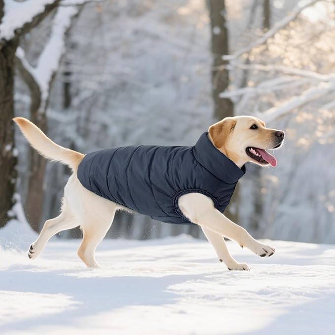 ASENKU Dog Winter Coat - Waterproof Windproof Dog Jacket, Warm Snowproof Doggie Puffer Vest for Cold Weather, Lightweight Snow Coats for Small Medium Large Dogs (3XL, Blue)