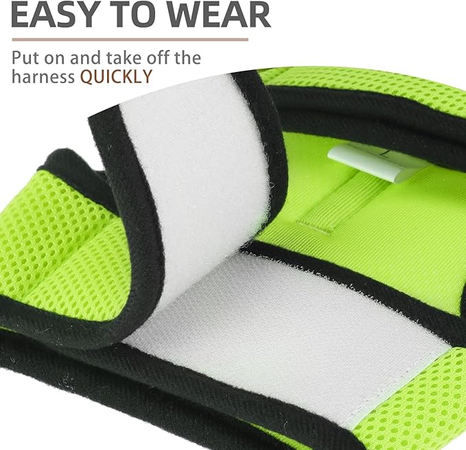 PUPTECK Soft Mesh Cat Vest Harness and Leash Set Puppy Padded Pet Harnesses Escape Proof for Cats Small Dogs Rabbits Bunny, Fluorescent Green XL