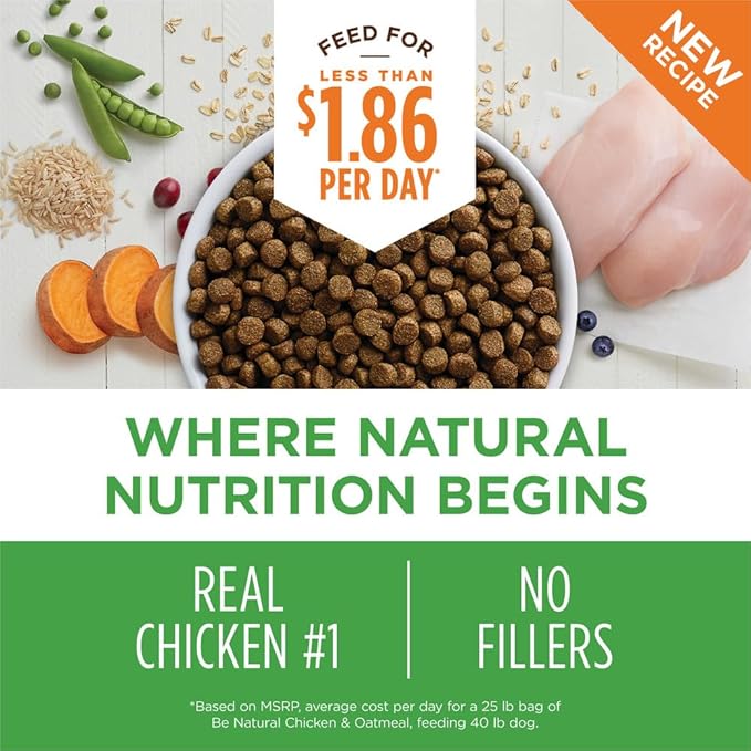 Instinct Be Natural, Natural Dry Dog Food, Raw Coated Kibble - Real Chicken & Brown Rice, 25 lb. Bag