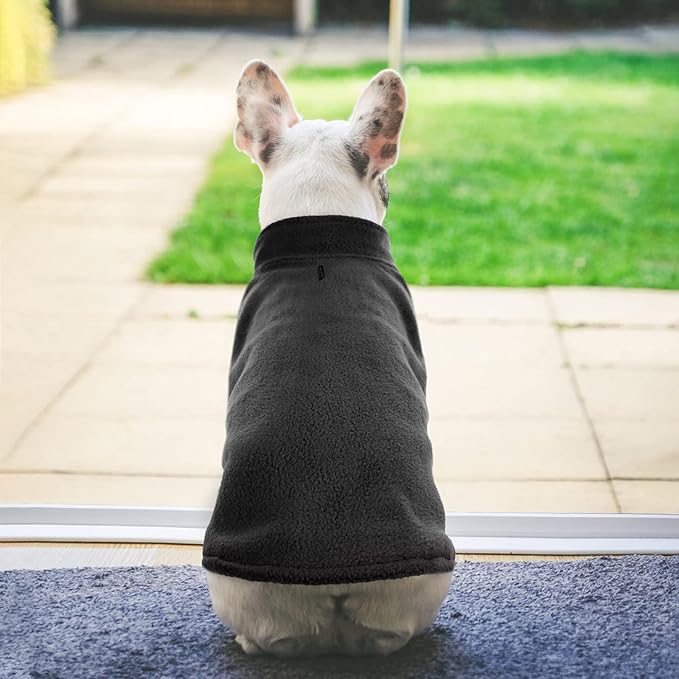 FUAMEY Dog Fleece Vest for Large Dogs,Warm Stretchy Dog Sweatshirts Pullover with Leash Hole Dogs Sweater Soft Pet Turtleneck Cozy Pet Vest Lightweight Sleeveless Black XL