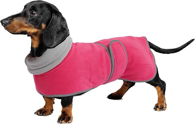 Geyecete Dachshund Sweaters for Dogs, Dachshund Coat Perfect Dog Winter Coat with Padded Fleece Lining and high Collar,Dog Snowsuit with Adjustable Bands Sizes-Pink-M