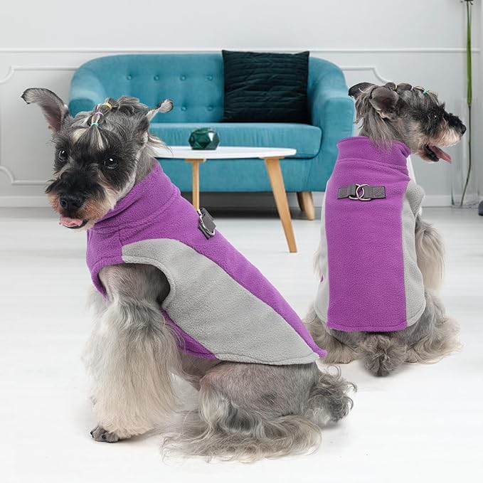 KOOLTAIL Dog Sweater - Dog Fleece Vest Jacket with Leash D-Ring for Small Medium Large Dogs, Soft Pullover Winter Warm Cold Weather Coats, Pet Fall Clothes Outfit for Puppy Cat Boys&Girls, Purple XL