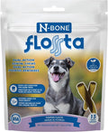 N-Bone Flossta Dual Action Dental Chews for Dogs, Unique Twist Shape for Deep Teeth Cleaning and Proactive Dental Care, Pumpkin Flavor, 15 Count 12-oz Bag