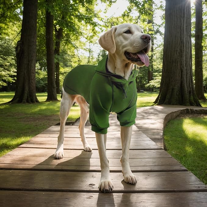 Kicred Basic Dog Hoodie, Premium Dog Sweater Pullover, Soft & Comfy Cotton Pet Clothes Hoodies with Hat and Leash Hole, Doggy Puppy Sweatshirt Coat for Small Medium Large Dogs - Army Green (XX-Large)
