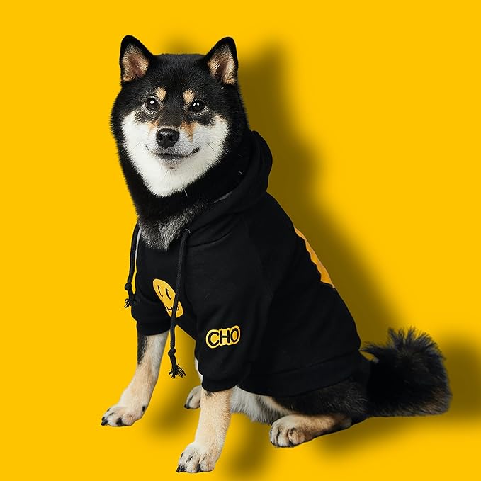 ChoChoCho Smiley Dog Hoodie Stylish Dog Clothes Smiley Face Sweater Cotton Sweatshirt Fashion Outfit for Dogs Cats Puppy Small Medium Large (XL, Black)