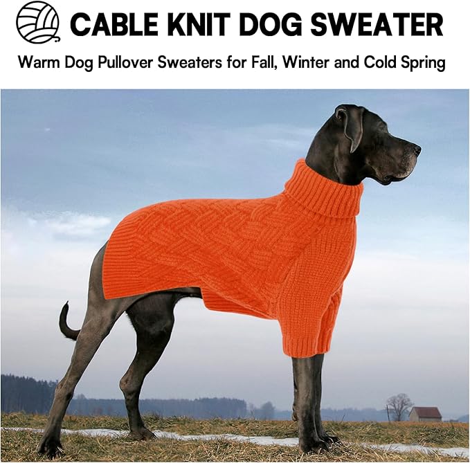 KOESON Medium Dog Sweaters, Warm Sweater for Medium Dogs Female Male, Turtleneck Dog Halloween Sweater with Sleeves, Easy On Pet Sweaters with Sleeves for Beagle, Dachshund, Boston Terrier, Orange, M