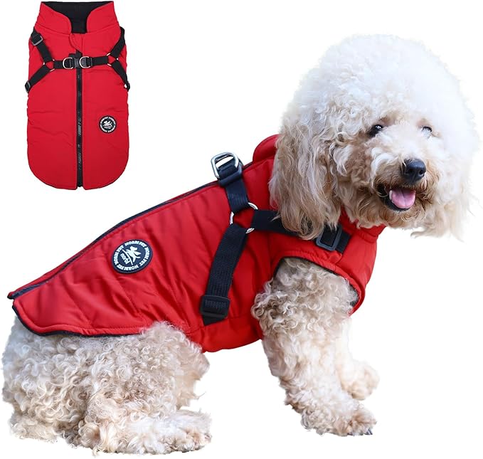 Norbi Dog Winter Jacket with Built-in Harness - Adjustable Warm Coats for Small to Large Dogs - Perfect for Cold Weather