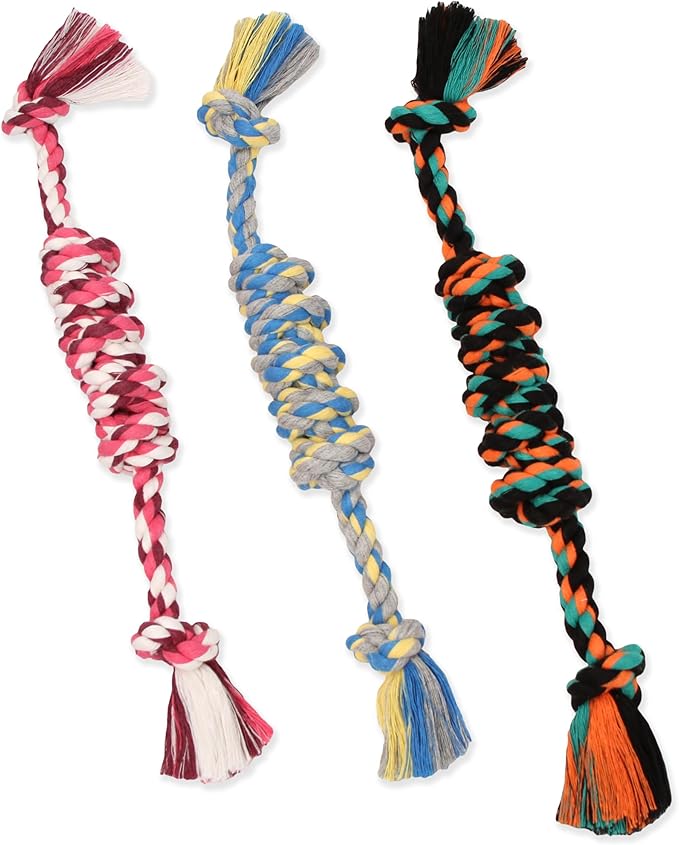 Mammoth Pet Products Flossy Chews Color Monkey Fist Bar, Small, 15-Inch - Colors Vary, MultiColored (20094F)