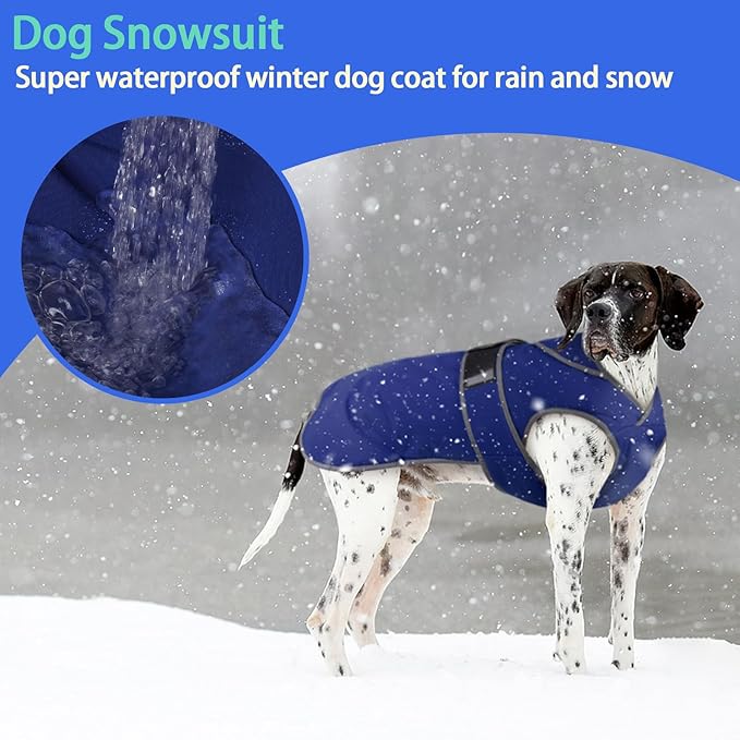MIGOHI Reflective Waterproof Windproof Coat for Dogs - Cold Weather - Warm Dog Jacket - Reversible Stormguard Winter Vest - Small to Large Sizes (Navy, XL)
