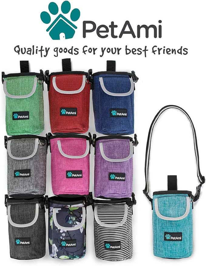 PetAmi Dog Treat Pouch, Large Pet Training Treat Pouch with Pocket, Dog Trainer Essentials Supply Holder with Poop Bag Dispenser, Training Bag for Kibbles Toys, 3 Ways to Wear (Red)