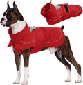 Kuoser Dog Jacket, Dog Coats for Large Dogs, Winter Waterproof Big Doggie Vest, Reflective Dogs Cold Weather Coat, Windproof Turtleneck Pet Puffer Jacket Snowsuit Clothes with Harness Hole