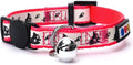 Pawtitas Pet Glow In The Dark Cat Collar with Safety Buckle and Bell Pink Lucky