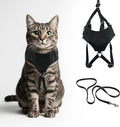 A1HC Escape Proof Cat Harness and Leash - Soft Adjustable Vest, Comfortable Mesh and Long Strips with Air Tag Pocket, Easy Control, Safe Walking Harness for Cats & Kittens - Black (Large)