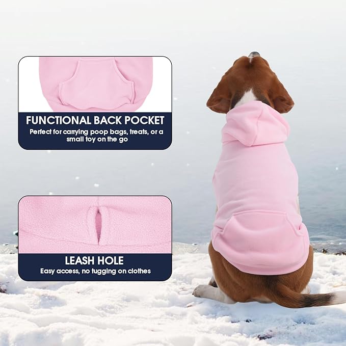 IECOii Dog Sweatshirt for Large Dogs, Hooded Fleece Vest with Leash Hole, XXXL Dogs Sweater for Giant Breed,Warm Polar Fleece Large Dog Hoodie for Fall Winter,Labrador,Doberman, Pink, 3XL