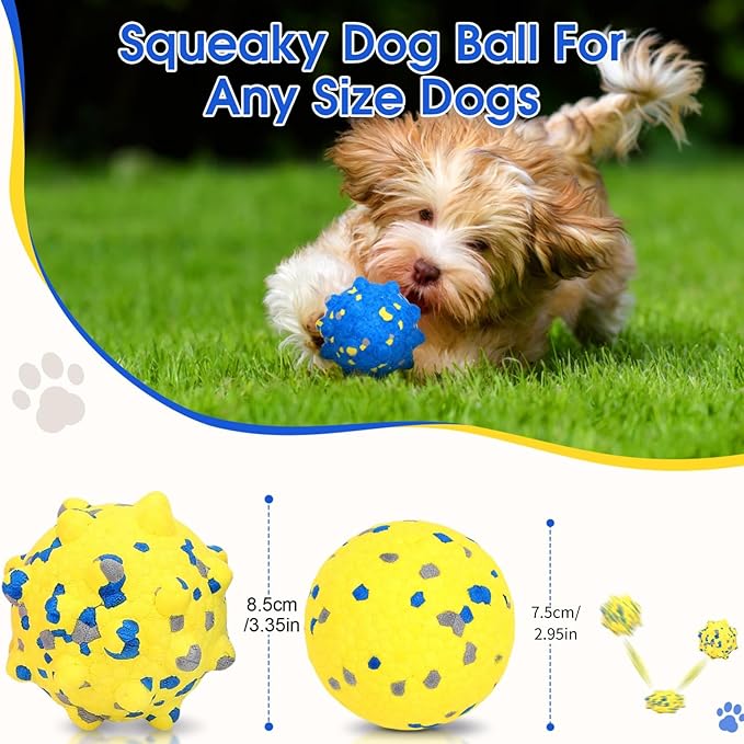 Dog Balls for Aggressive Chewers, 4PCS Etpu Dog Toy Ball, Tennis Balls for Dogs Aggressive Chewers, Indestructible Chew for Large Medium Small Dogs (Yellow + Blue)